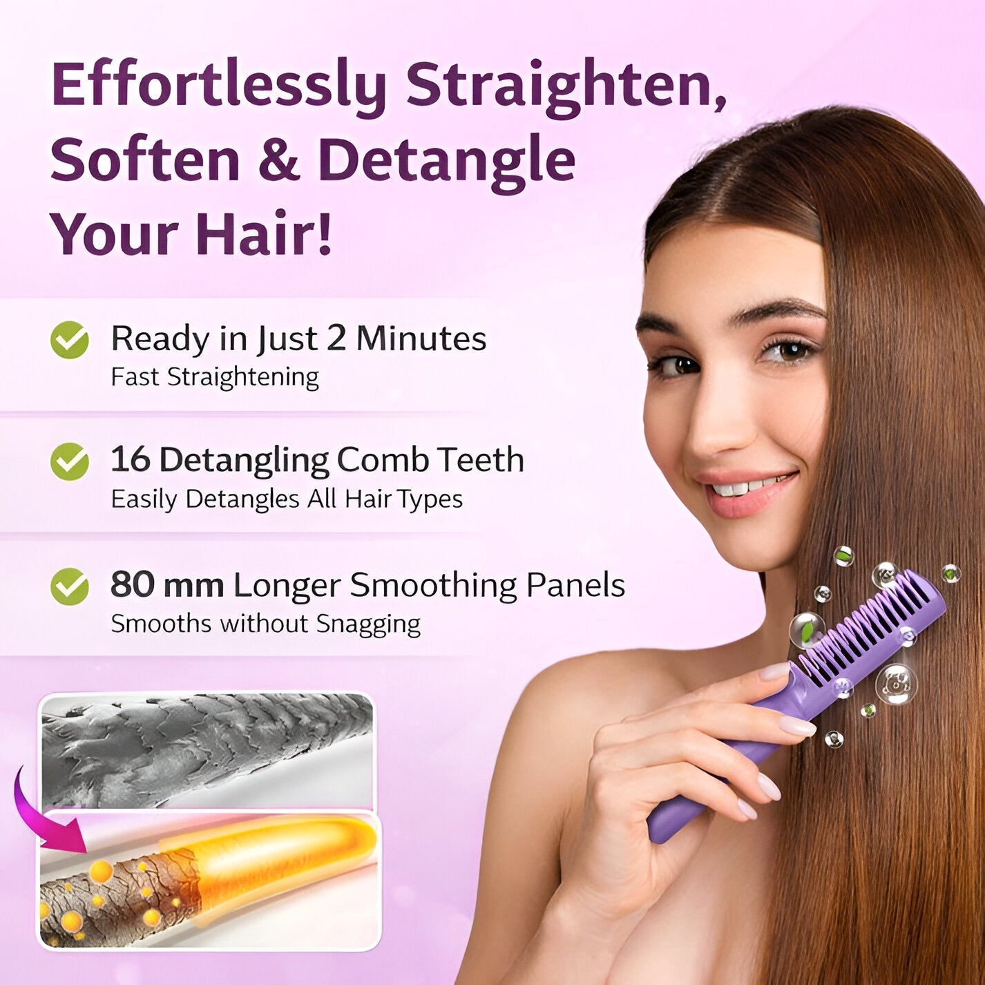 Portable Cordless Hair Straightening Heat Comb